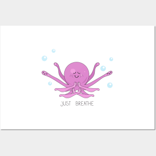 Octopus doing yoga underwater Posters and Art